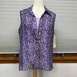 New York City Design Co. NWT Purple Silk Snakeskin Print Sleeveless Blouse